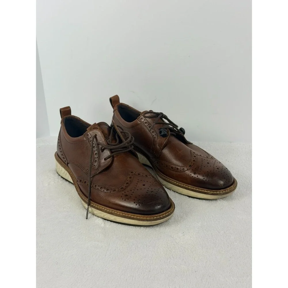 Ecco Brogue Wingtip Derby Shoes Mens 9 EU 43 Brown Leather Lace Up